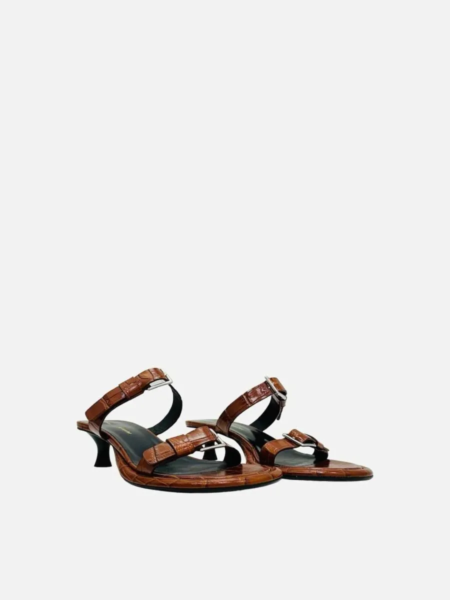 PROENZA SCHOULER Pipe Buckle Strappy Brown Mules 37
