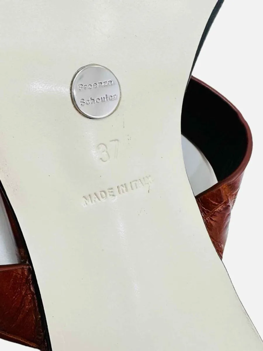 PROENZA SCHOULER Pipe Buckle Strappy Brown Mules 37
