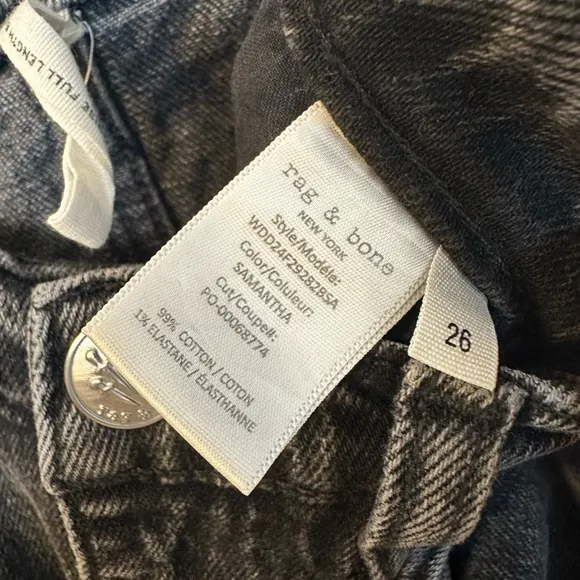 Rag and Bone Peyton Bootcut Jean Vintage Stretch Denim inky Black Sz 26 womens