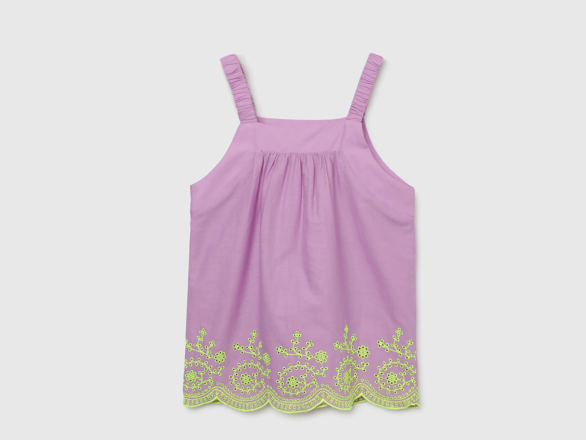 Regular-Fit Embroidered Cutwork Gathered Top