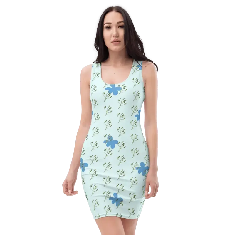Rock the Blue Flowers Bodycon Dress Sensation