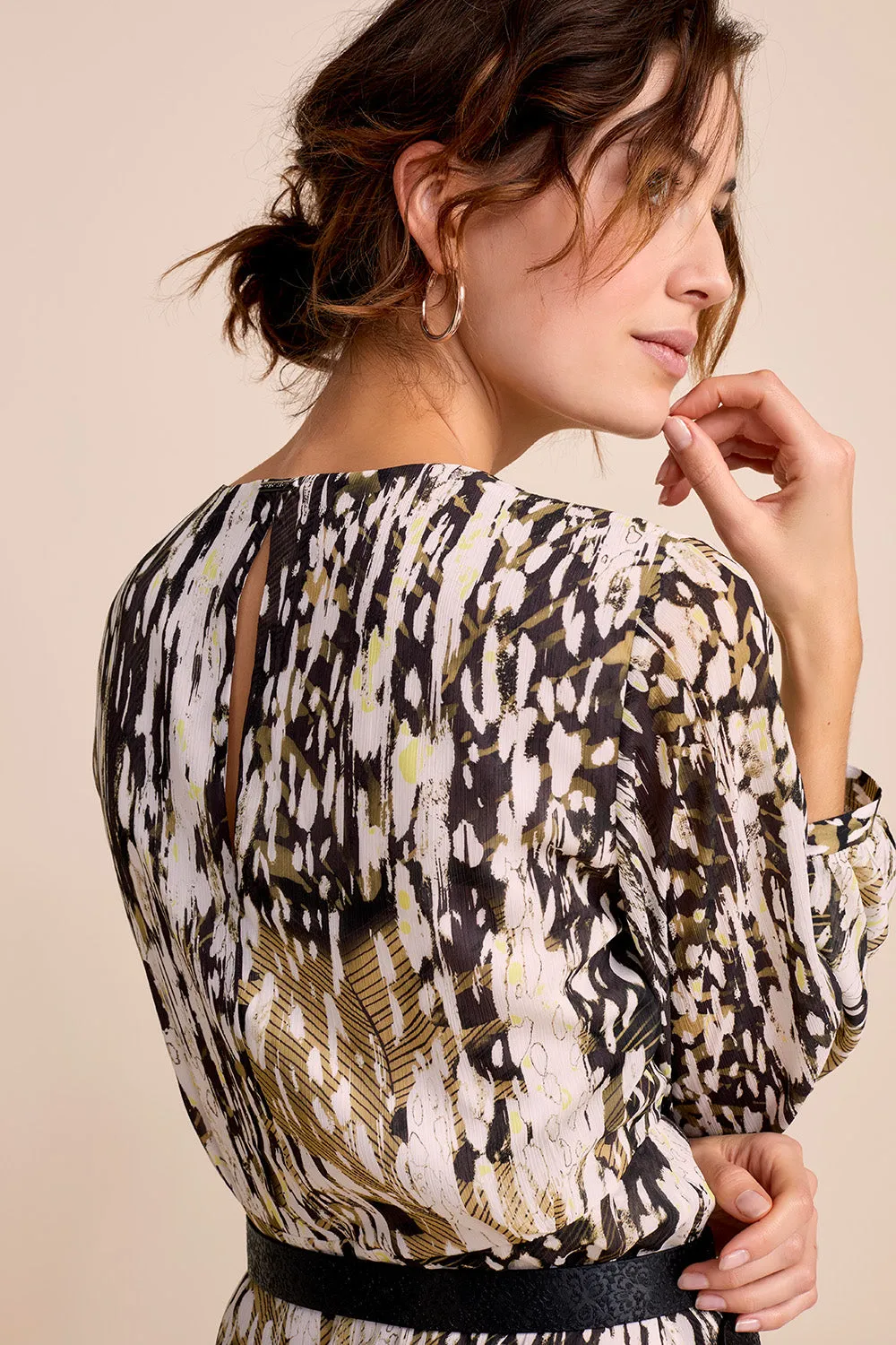 RUMOR - Robe longue carbone à imprimé minéral