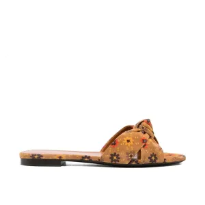 SAINT LAURENT Bianca Knotted Suede Slide Sandals - Women's