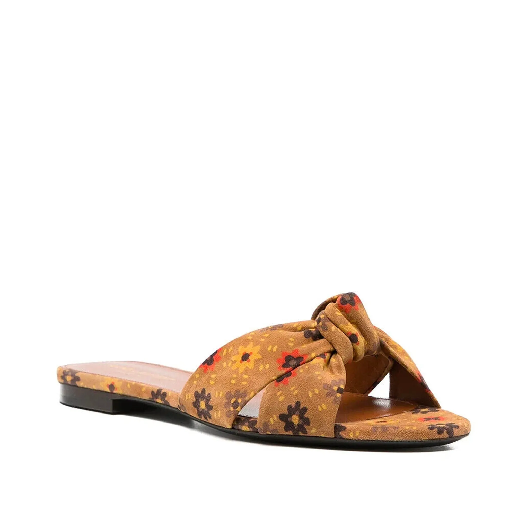 SAINT LAURENT Bianca Knotted Suede Slide Sandals - Women's