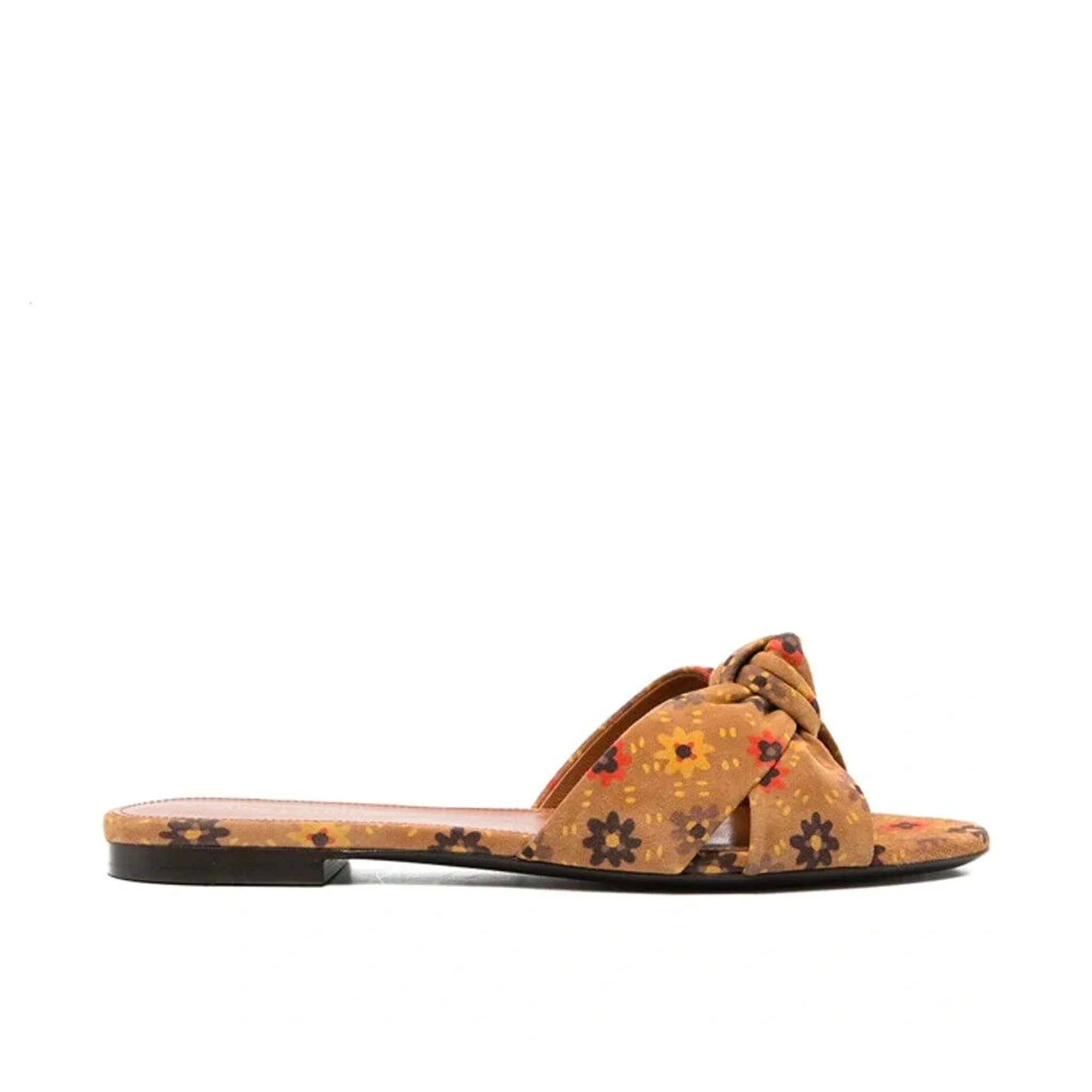 SAINT LAURENT Bianca Knotted Suede Slide Sandals - Women's