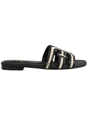 Sam Edelman Bay Multi Black Linen Faux Raffia Sandals