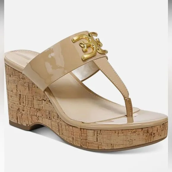 Sam edelman Yardlie Womens Patent Cork Wedge Sandals
