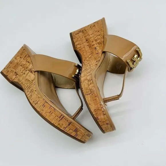 Sam edelman Yardlie Womens Patent Cork Wedge Sandals