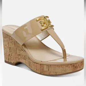 Sam edelman Yardlie Womens Patent Cork Wedge Sandals