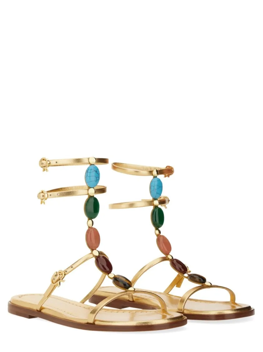 Sandal "Shanti 05" With Gemstone Embellishments