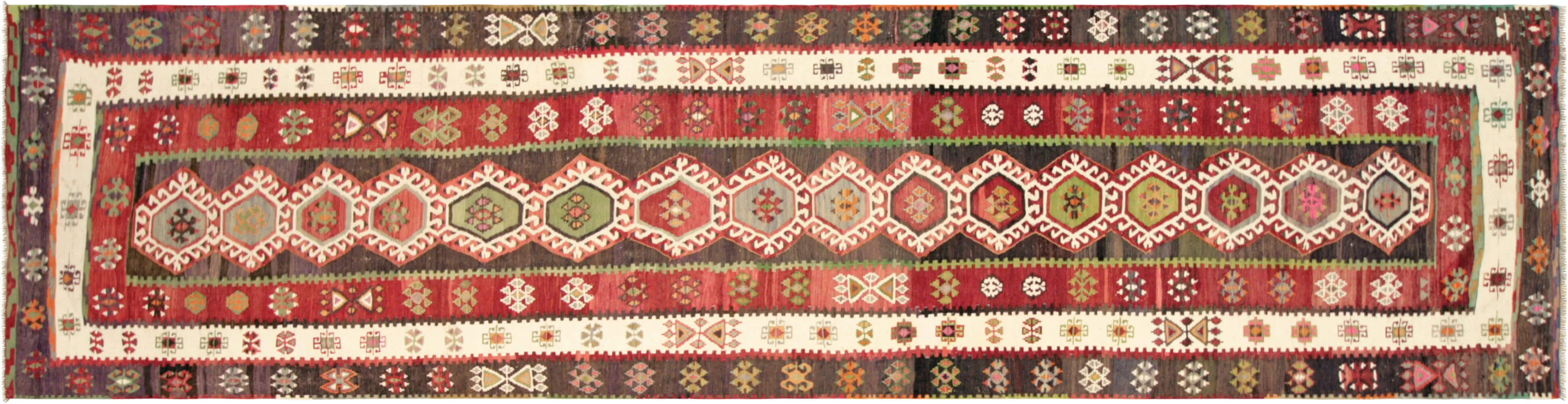 Semi Antique Turkish Kilim Runner - 3'6" x 14'8"