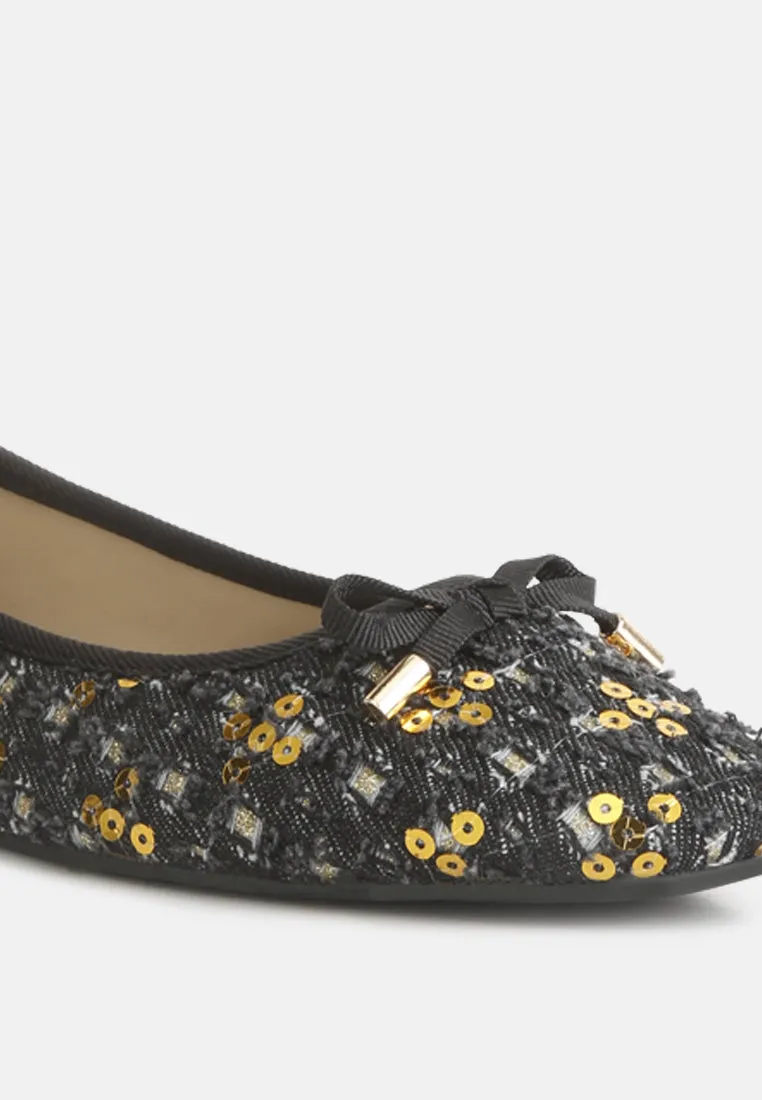 Sequin Flat Bow Ballerinas By Ruw