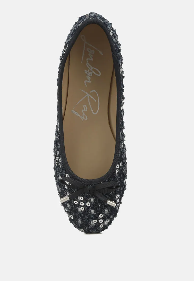Sequin Flat Bow Ballerinas By Ruw