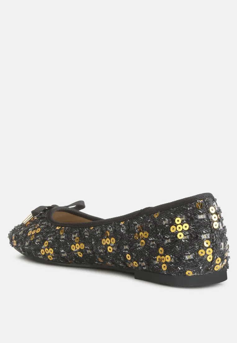 Sequin Flat Bow Ballerinas By Ruw