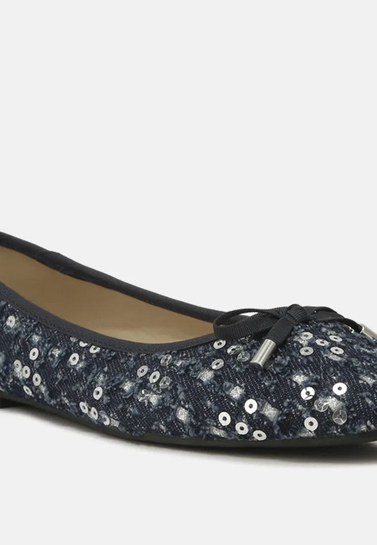 Sequin Flat Bow Ballerinas By Ruw
