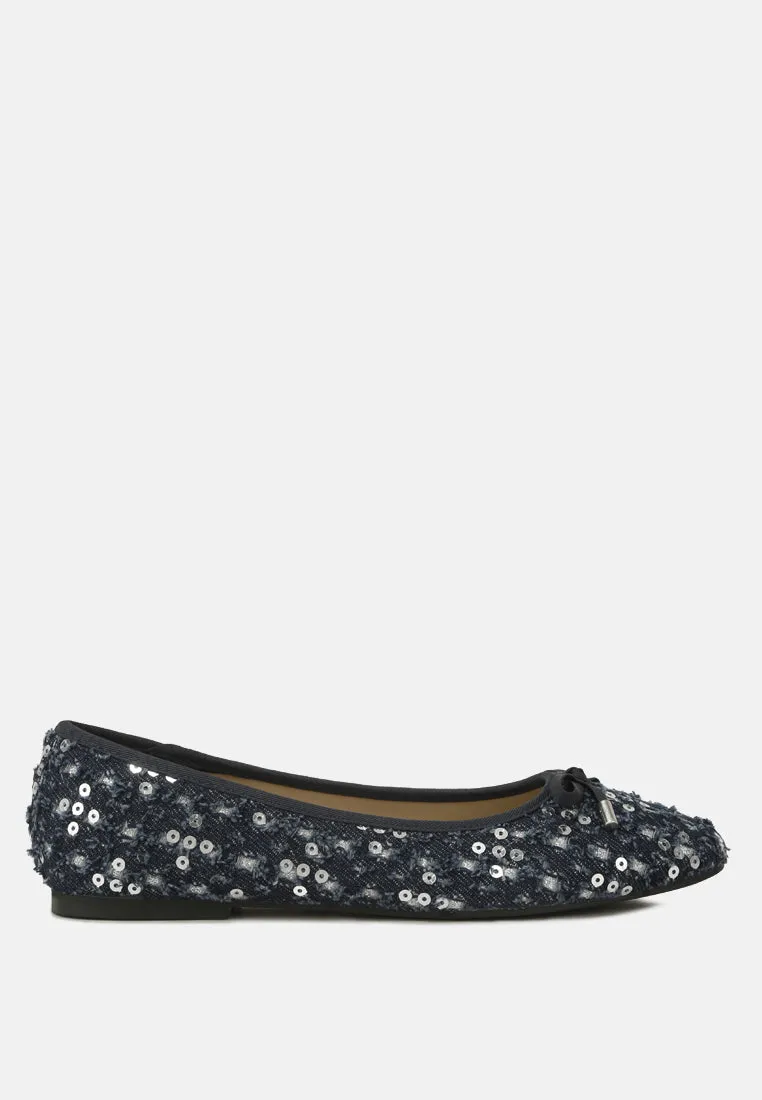 Sequin Flat Bow Ballerinas By Ruw