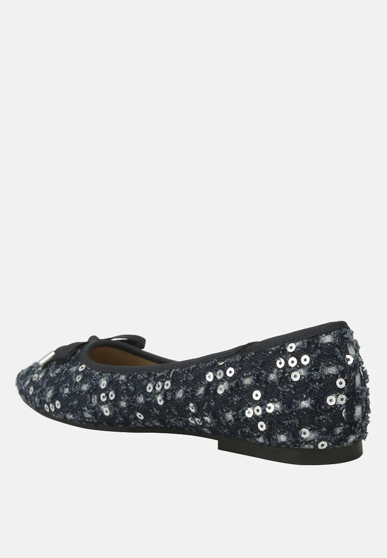Sequin Flat Bow Ballerinas By Ruw