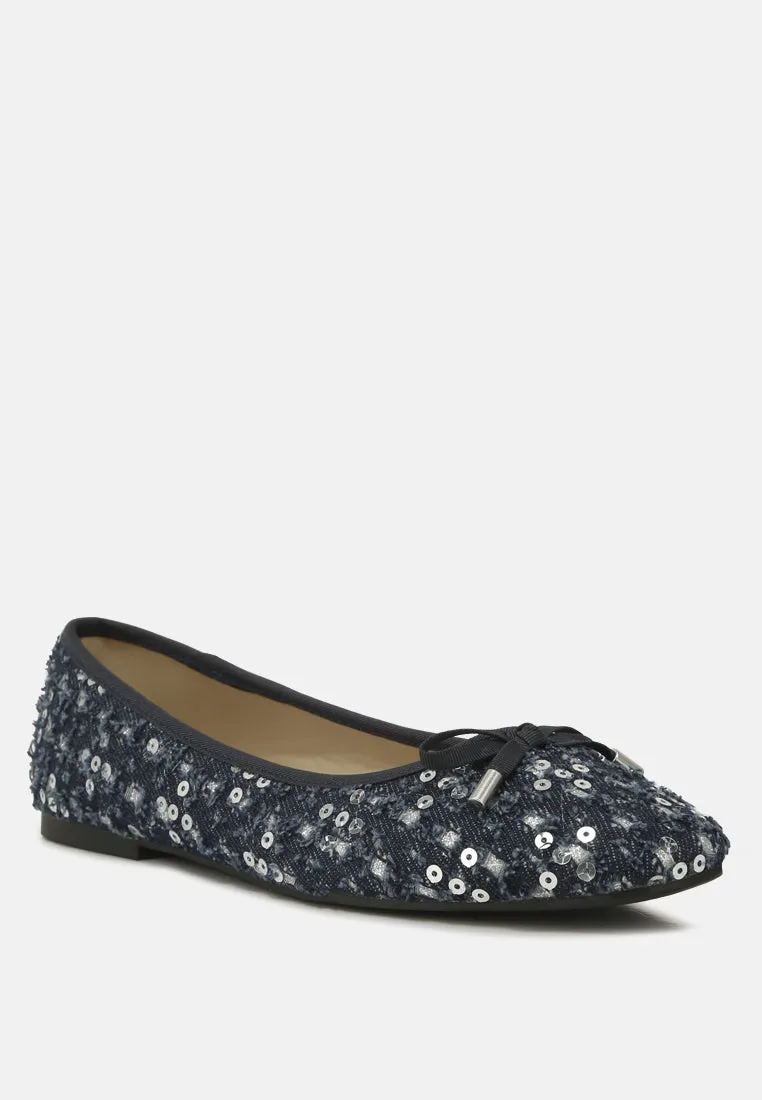 Sequin Flat Bow Ballerinas By Ruw