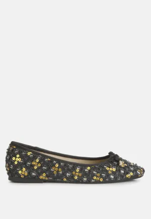 Sequin Flat Bow Ballerinas By Ruw