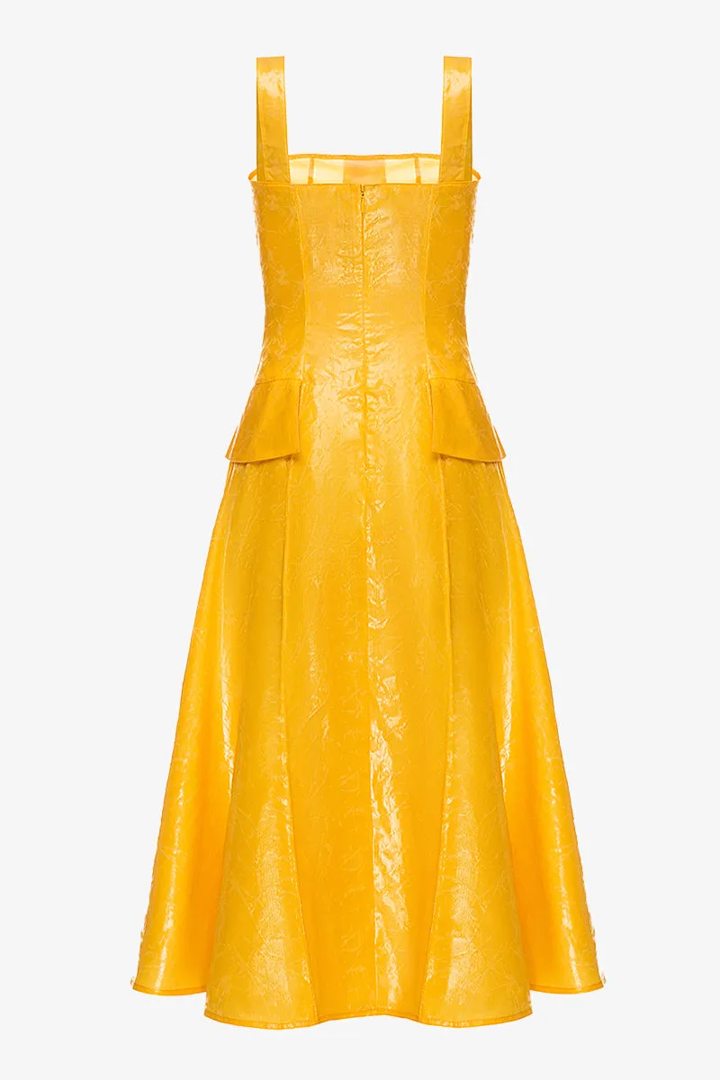 Shiny Midi Organza Dress