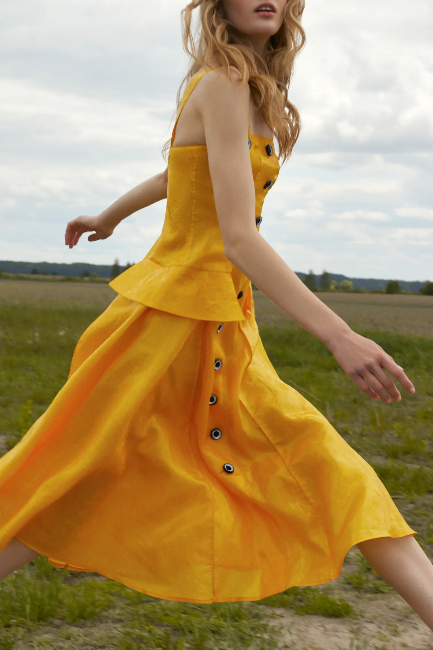 Shiny Midi Organza Dress