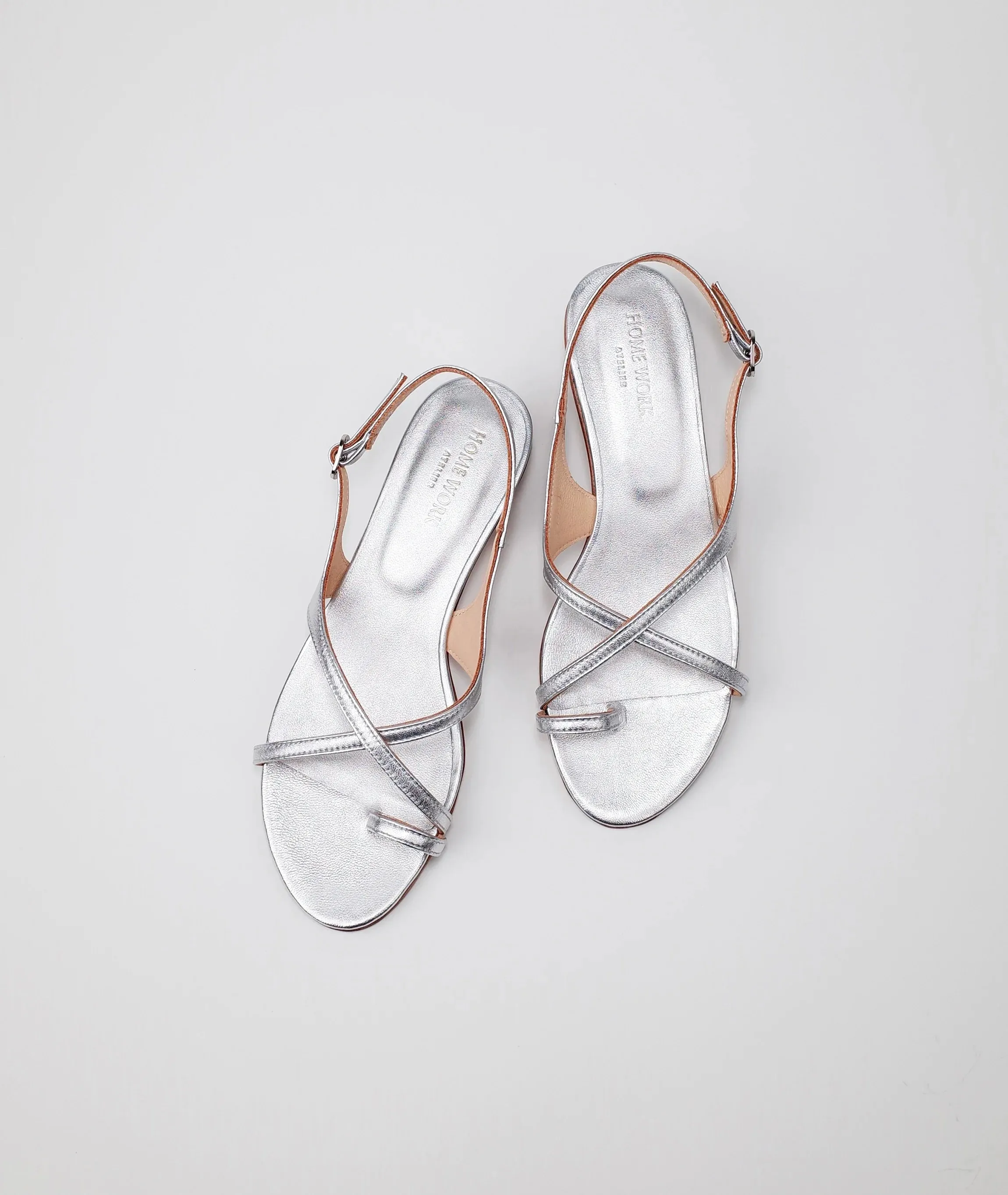 Silver Crisscross Strap Sandals