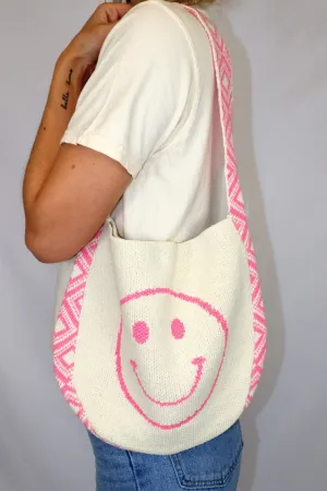 Smiley Woven Bag - Pink