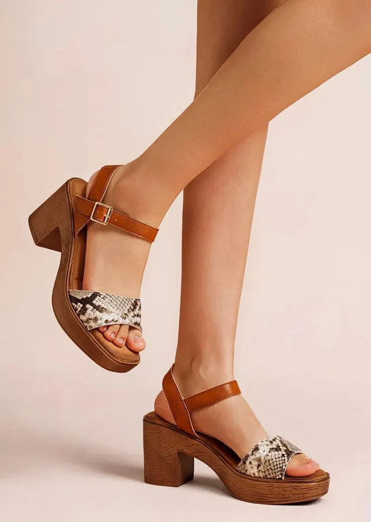 Snakeskin chic block heel sandals