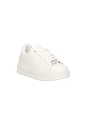Sneakers Addict In Ecopelle Con Passalaccio - Argento Strass
