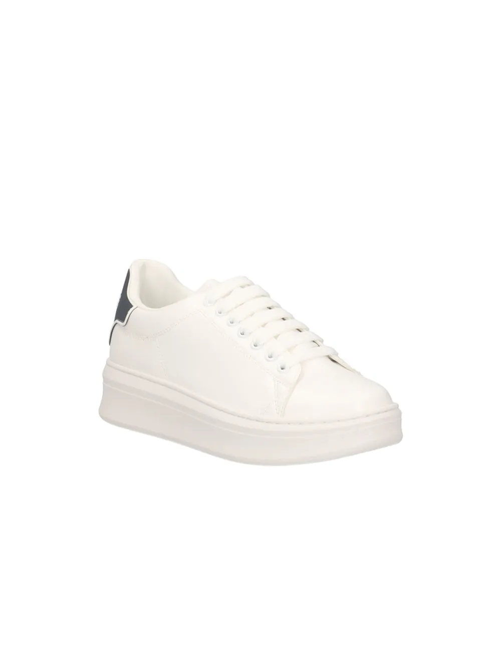 Sneakers Addict In Ecopelle Con Rubber Patch - Bianco Nero