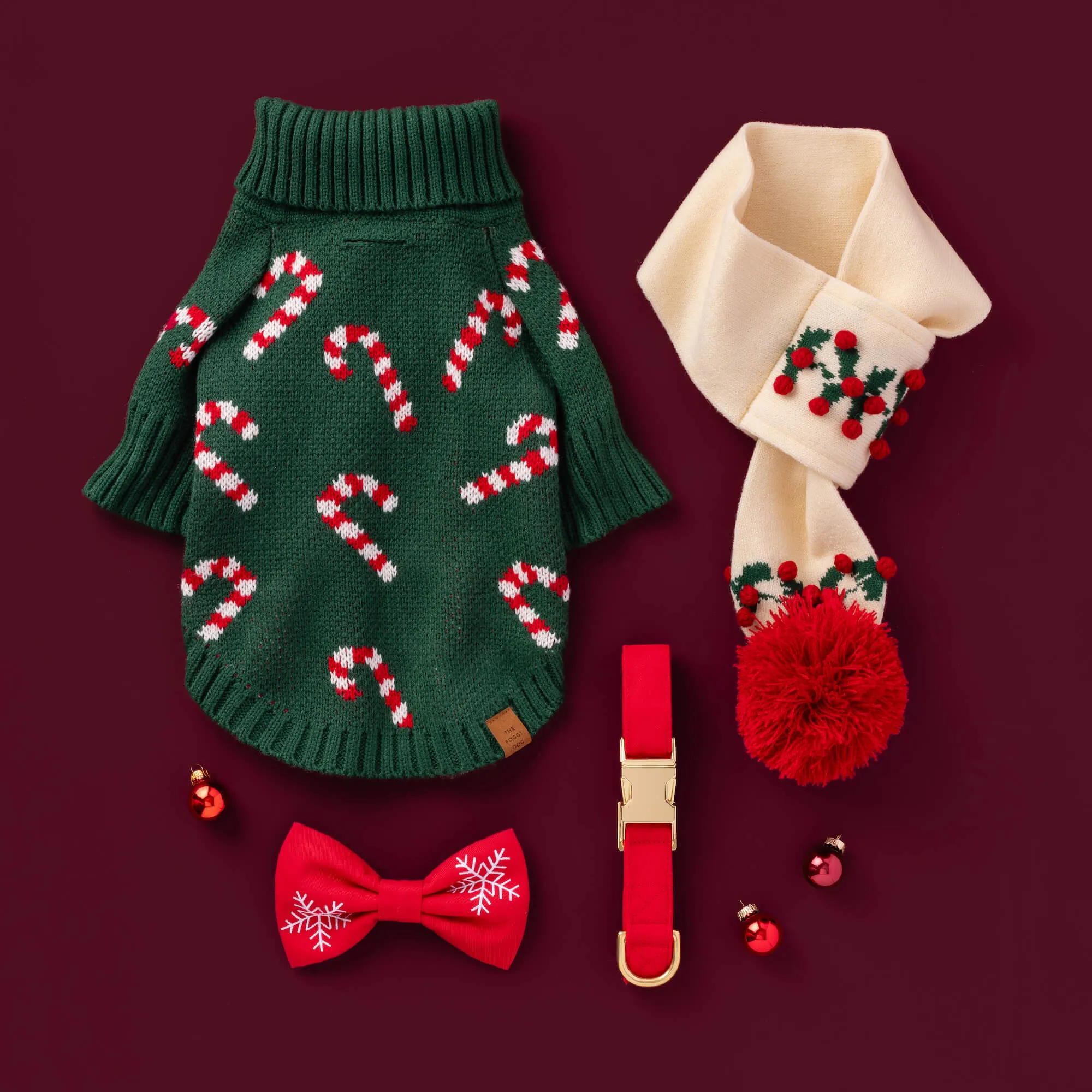 Snowflakes Embroidered Dog Bow Tie