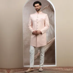 Soft Apricot Glow Sherwani
