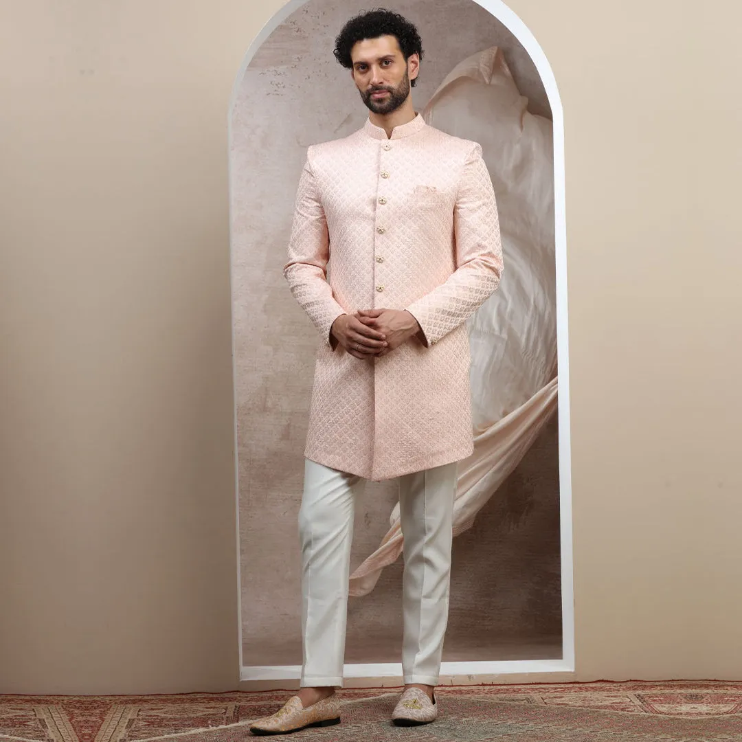Soft Apricot Glow Sherwani