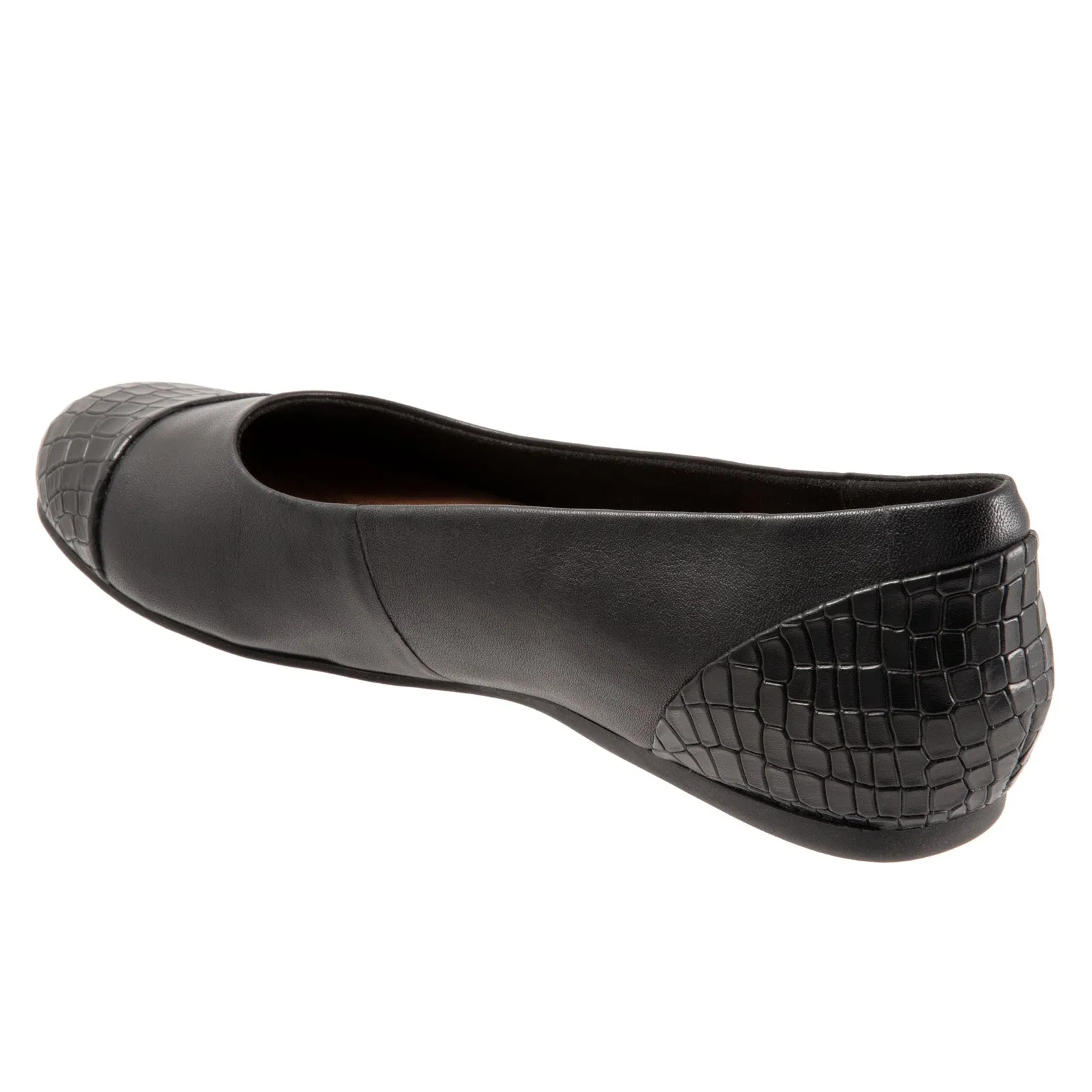 Softwalk Sonoma Cap Toe S1907-027 Womens Black Extra Wide Ballet Flats Shoes