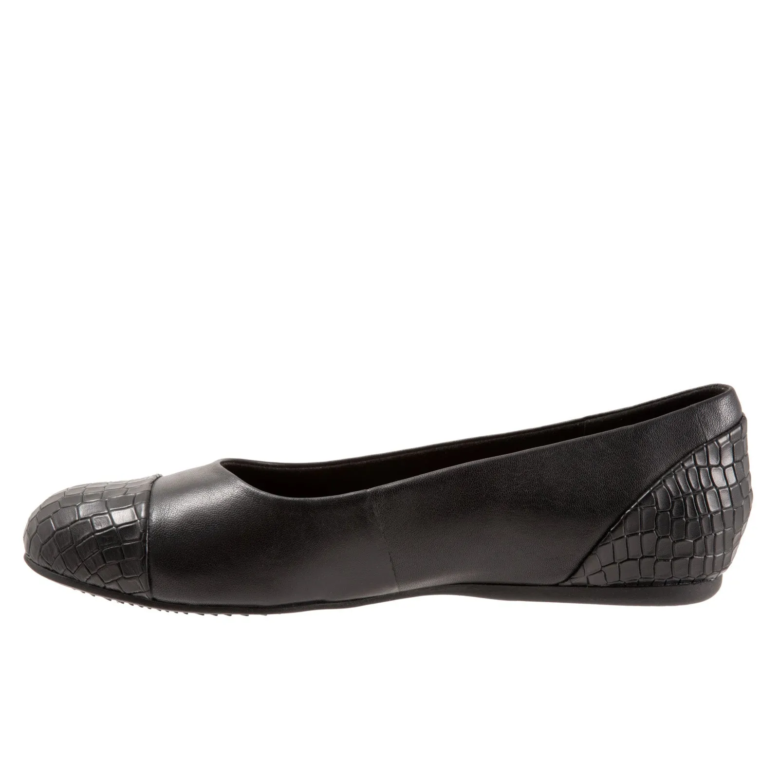Softwalk Sonoma Cap Toe S1907-027 Womens Black Extra Wide Ballet Flats Shoes