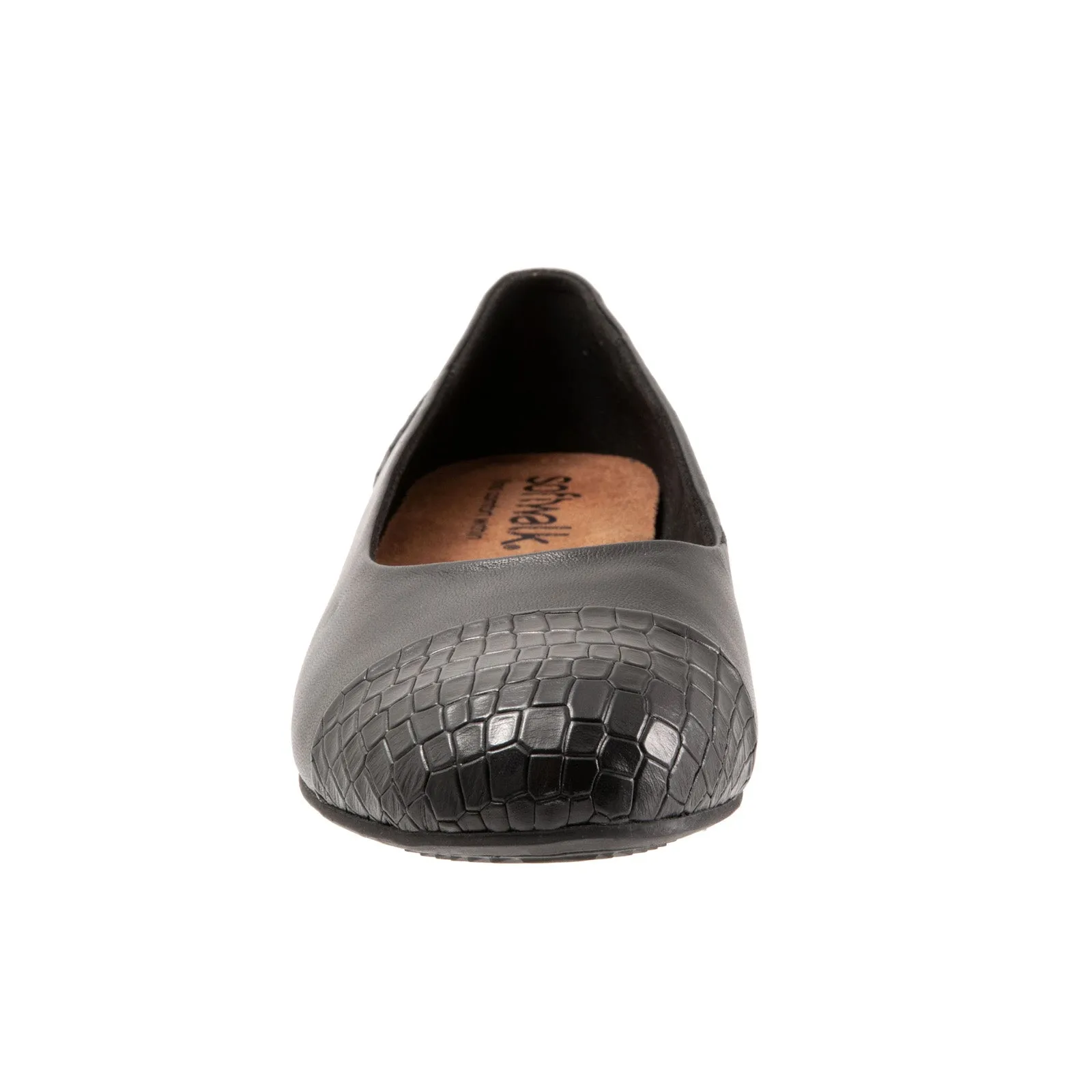 Softwalk Sonoma Cap Toe S1907-027 Womens Black Extra Wide Ballet Flats Shoes