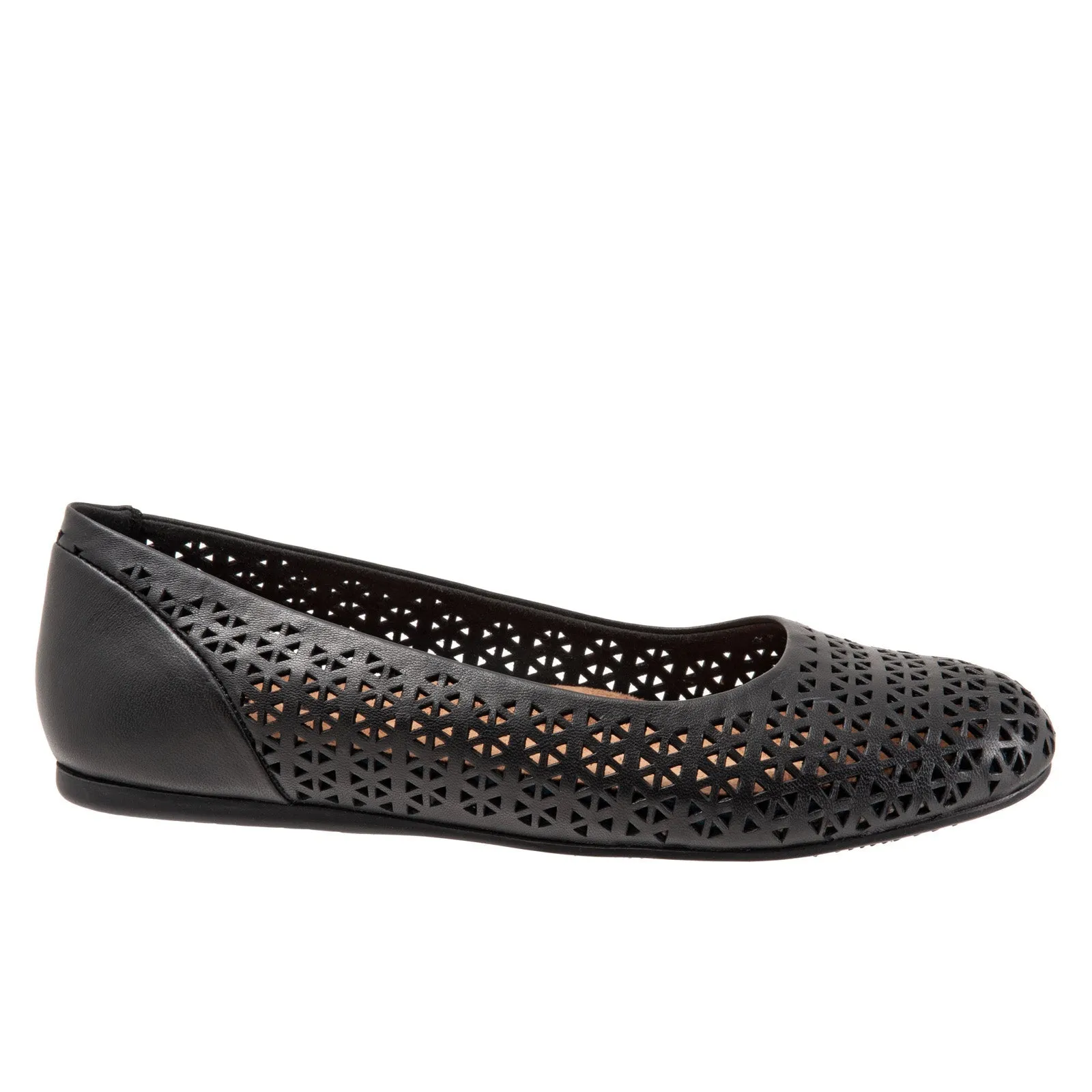 Softwalk Sonoma S1862-012 Womens Black Leather Slip On Ballet Flats Shoes