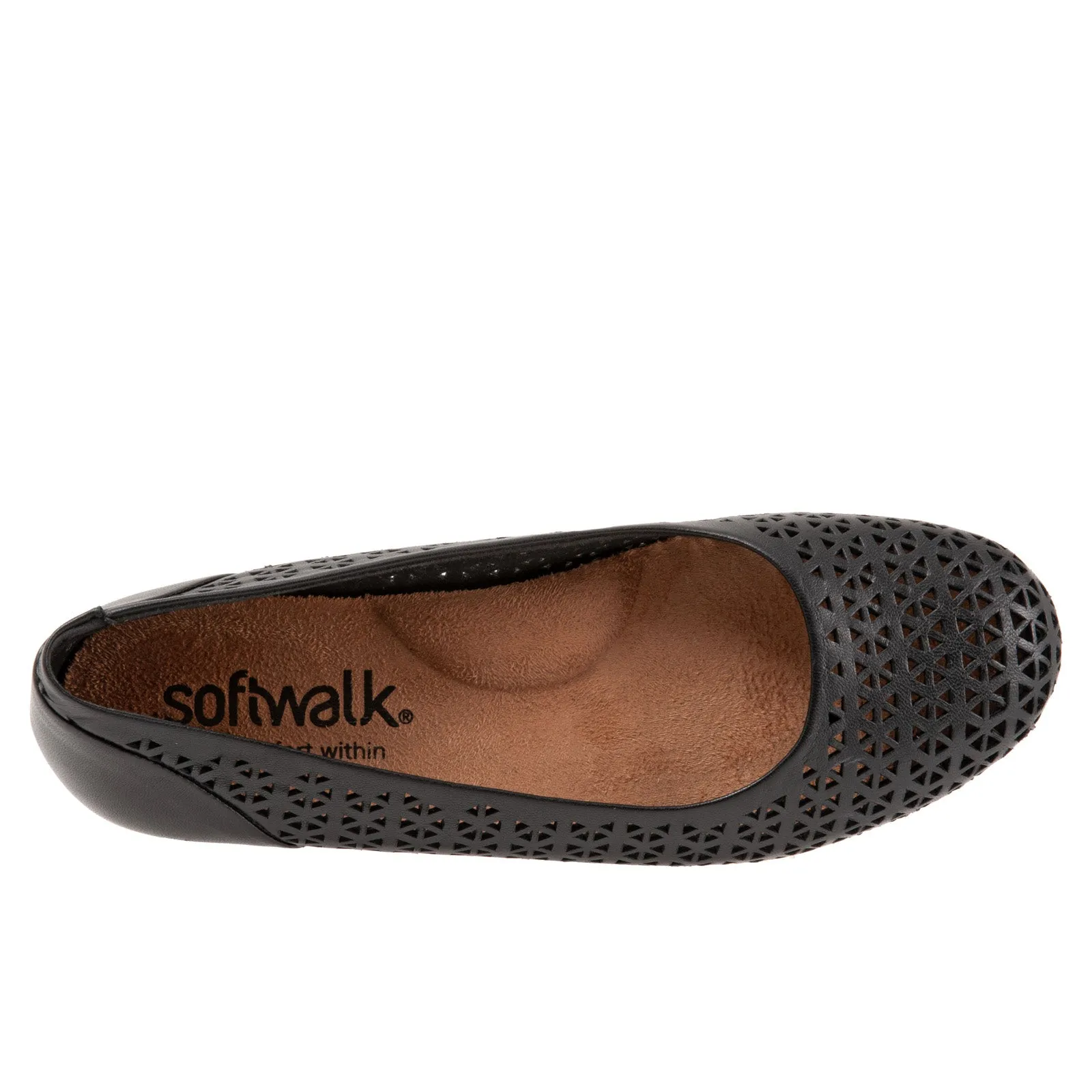 Softwalk Sonoma S1862-012 Womens Black Leather Slip On Ballet Flats Shoes