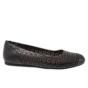 Softwalk Sonoma S1862-012 Womens Black Leather Slip On Ballet Flats Shoes