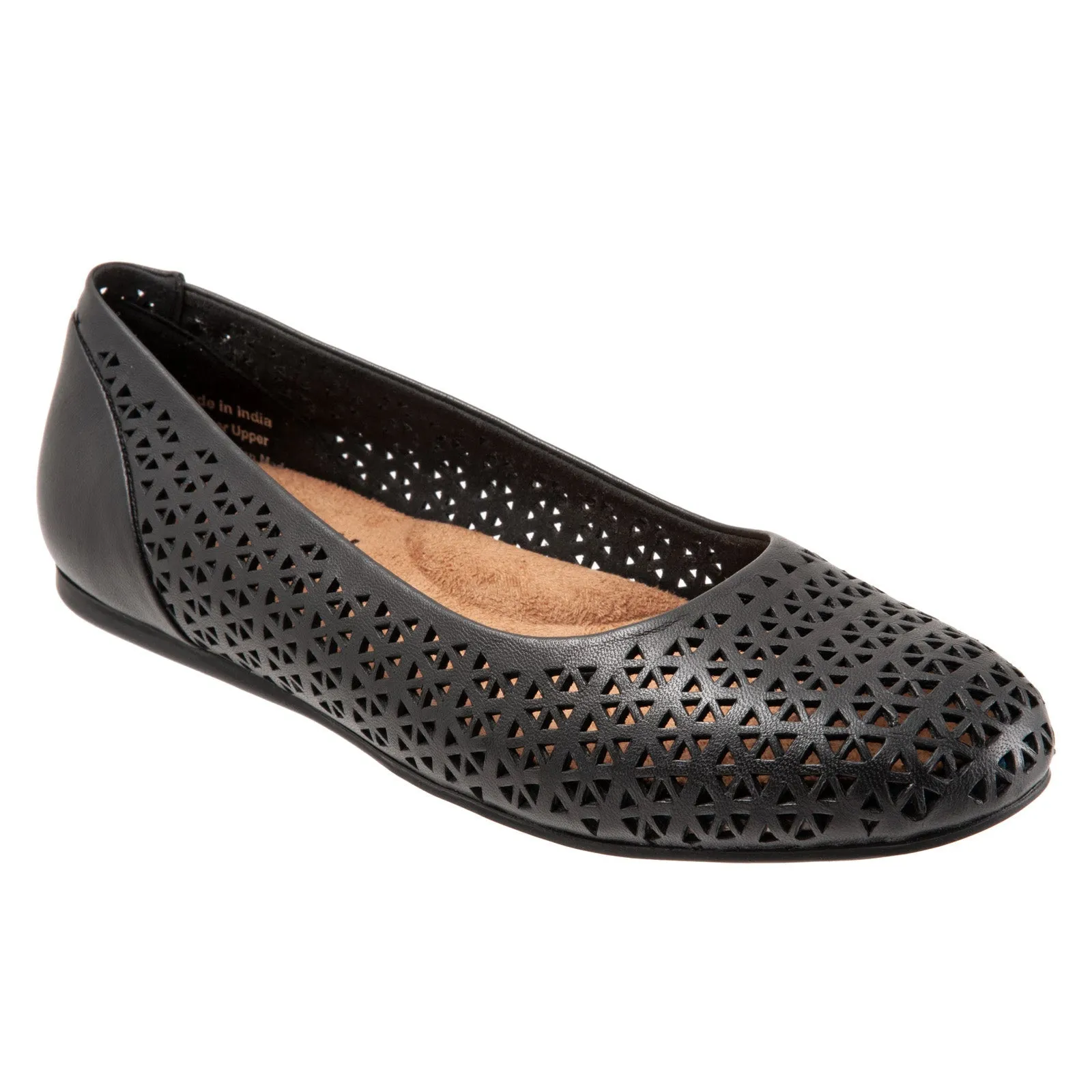 Softwalk Sonoma S1862-012 Womens Black Leather Slip On Ballet Flats Shoes
