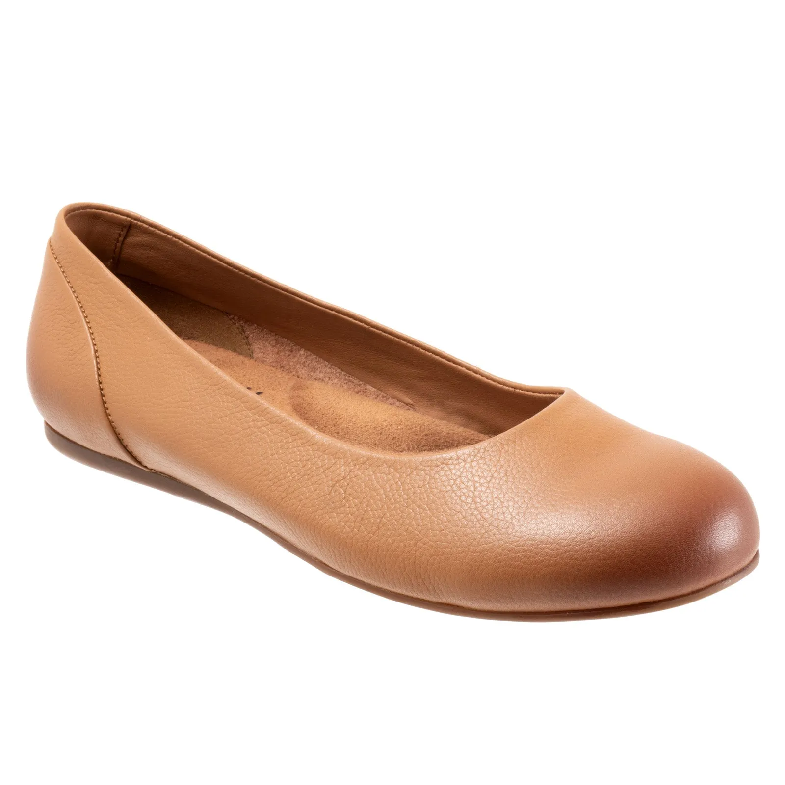 Softwalk Sonoma S1862-251 Womens Brown Leather Slip On Ballet Flats Shoes
