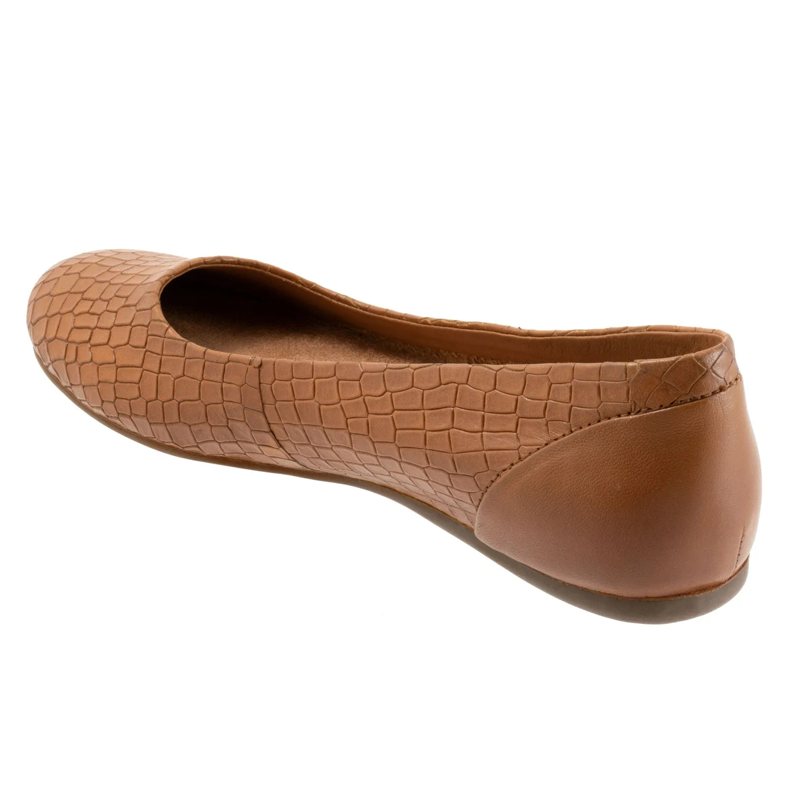 Softwalk Sonoma S1862-256 Womens Brown Wide Leather Ballet Flats Shoes