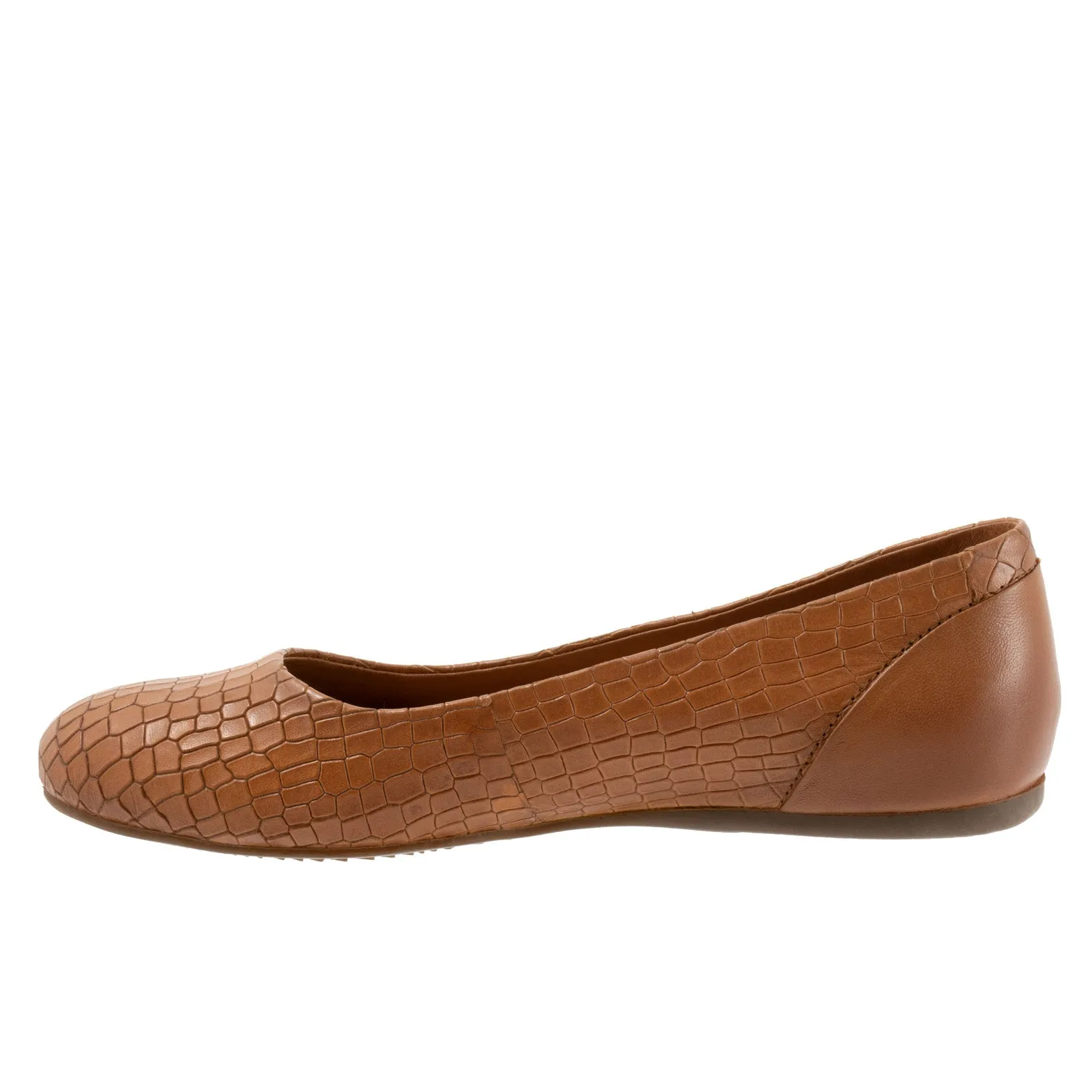Softwalk Sonoma S1862-256 Womens Brown Wide Leather Ballet Flats Shoes