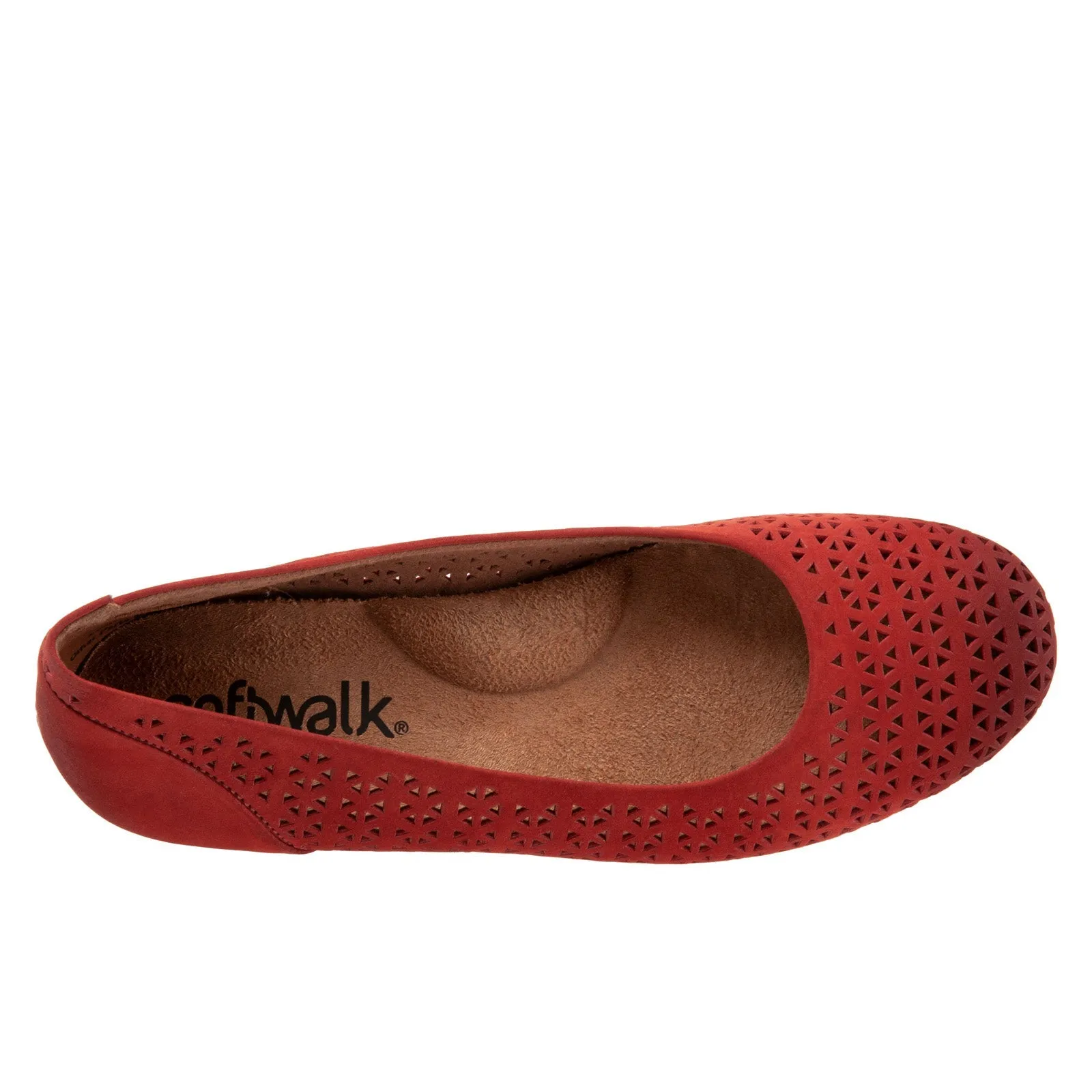 Softwalk Sonoma S1862-653 Womens Red Leather Slip On Ballet Flats Shoes