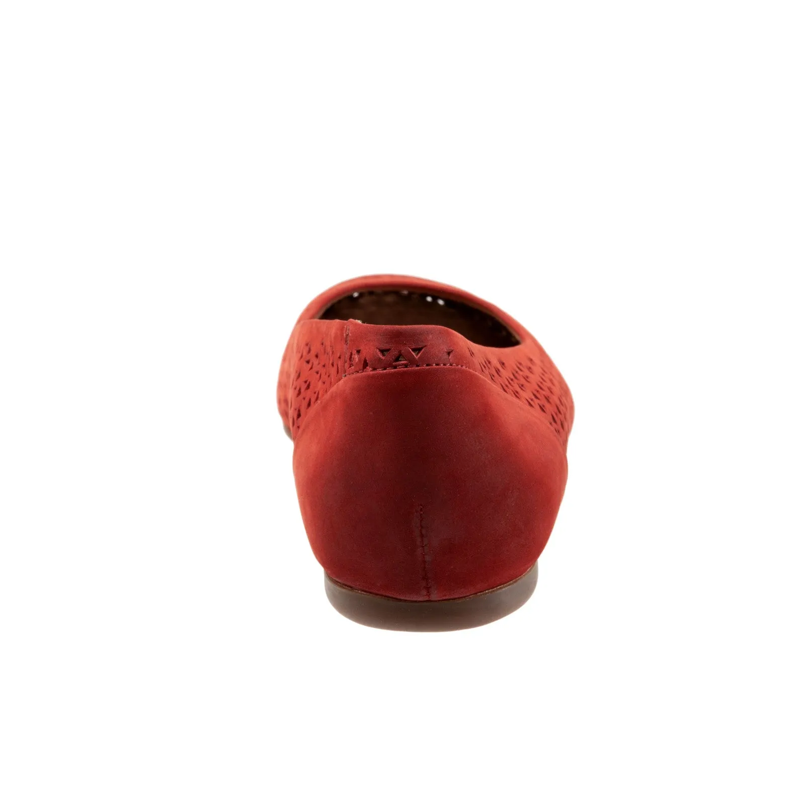 Softwalk Sonoma S1862-653 Womens Red Leather Slip On Ballet Flats Shoes