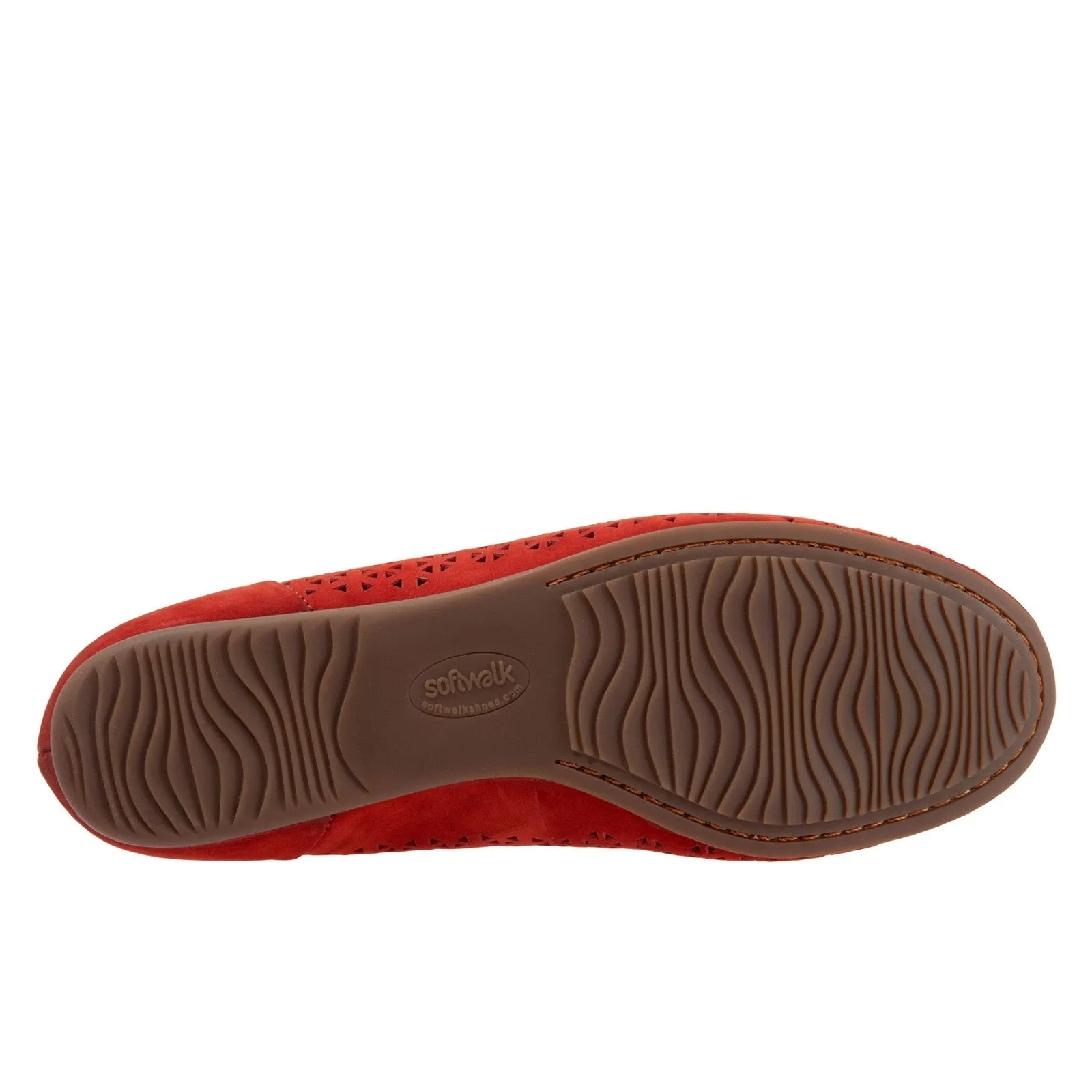 Softwalk Sonoma S1862-653 Womens Red Leather Slip On Ballet Flats Shoes