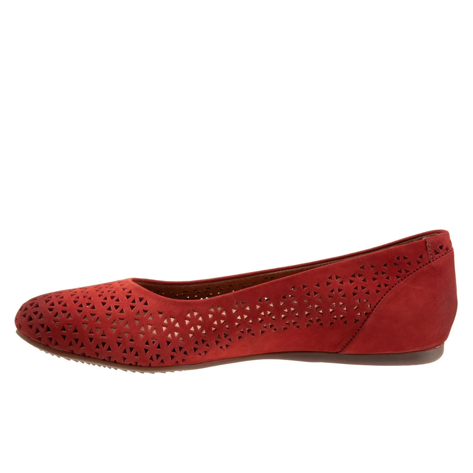 Softwalk Sonoma S1862-653 Womens Red Leather Slip On Ballet Flats Shoes
