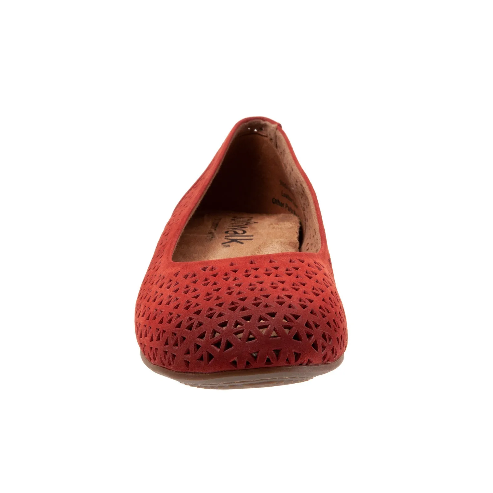 Softwalk Sonoma S1862-653 Womens Red Leather Slip On Ballet Flats Shoes