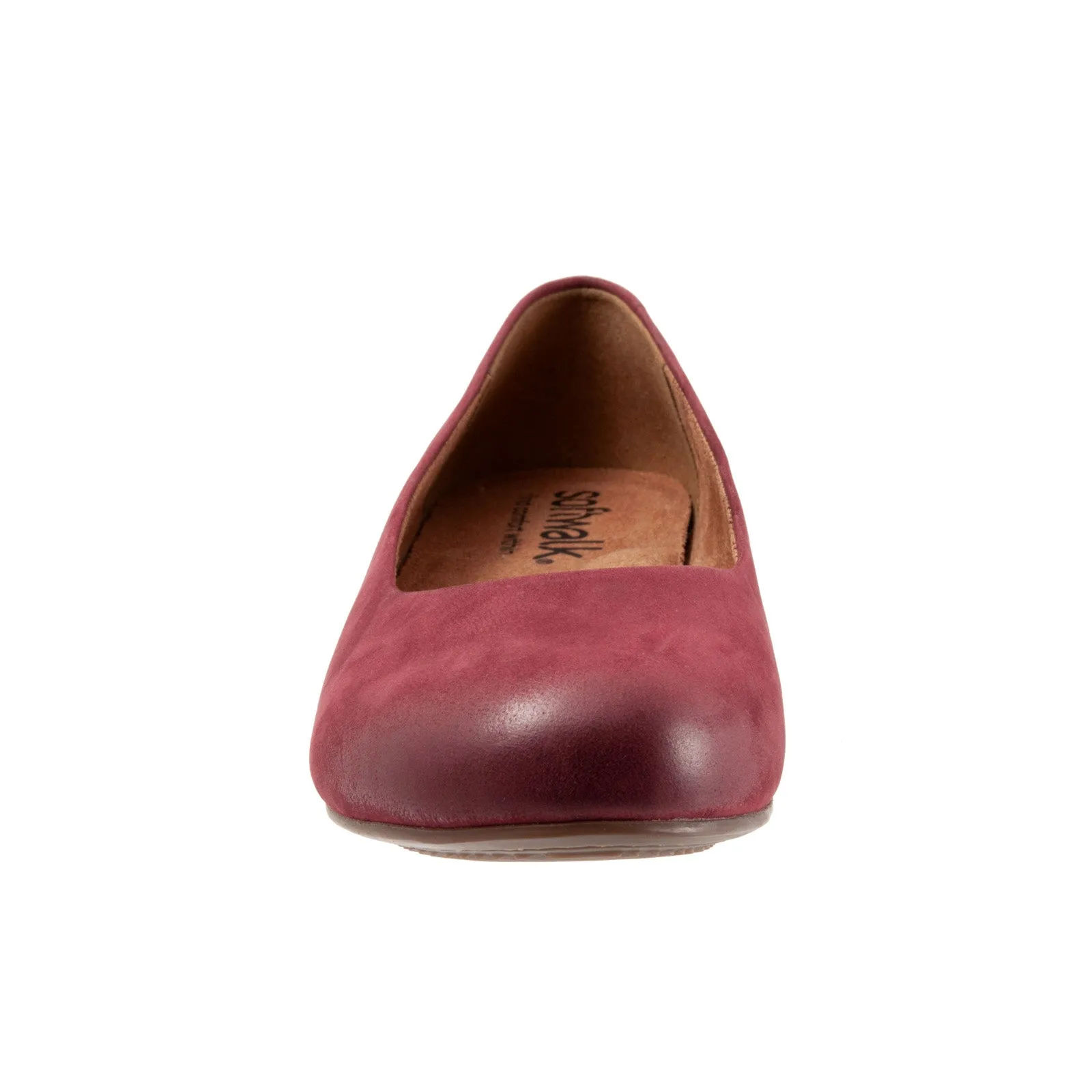 Softwalk Sonoma S1862-662 Womens Burgundy Leather Slip On Ballet Flats Shoes