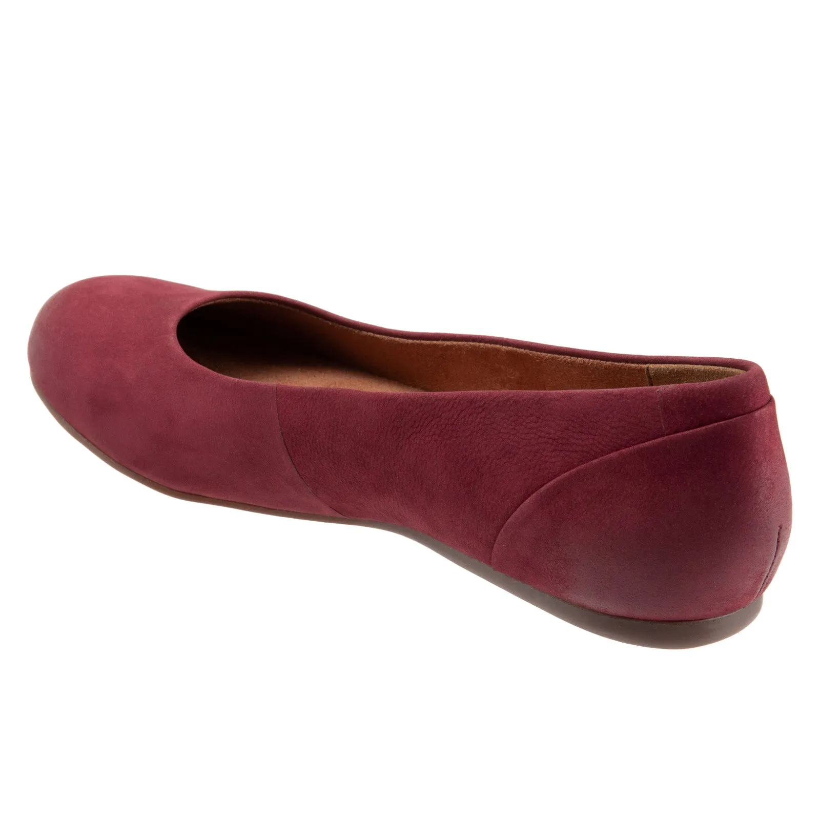 Softwalk Sonoma S1862-662 Womens Burgundy Leather Slip On Ballet Flats Shoes